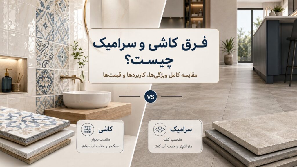 فرق کاشی و سرامیک چیست؟ مقایسه کامل ویژگی‌ها، کاربردها و قیمت‌ها